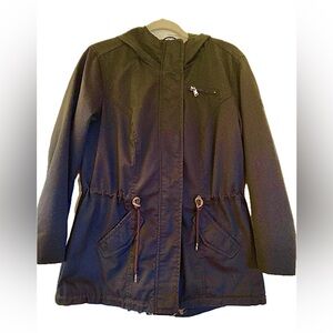 Navy cotton blend parka EUC Lg.